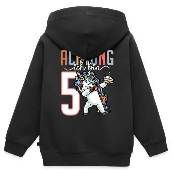 5. Geburtstag Mädchen 5 Jahre Einhorn - Kinder Premium Organic Zip Hoodie - Schwarz - Hinten - AI Model Kid Male (0cm)