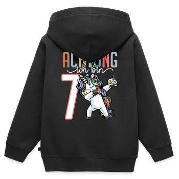 Siebter Geburtstag Mädchen 7 Jahre - Kinder Premium Organic Zip Hoodie - Schwarz - Hinten - AI Model Kid Male (0cm)