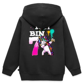Siebter Geburtstag Mädchen 7 Jahre - Kinder Premium Organic Zip Hoodie - Schwarz - Hinten - AI Model Kid Male (0cm)