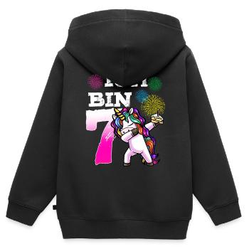 Siebter Geburtstag Mädchen 7 Jahre - Kinder Premium Organic Zip Hoodie - Schwarz - Hinten - AI Model Kid Male (0cm)