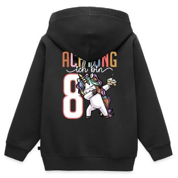 8. Geburtstag Mädchen 8 Jahre Einhorn - Kinder Premium Organic Zip Hoodie - Schwarz - Hinten - AI Model Kid Male (0cm)