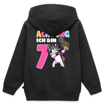 Siebter Geburtstag Mädchen 7 Jahre - Kinder Premium Organic Zip Hoodie - Schwarz - Hinten - AI Model Kid Male (0cm)