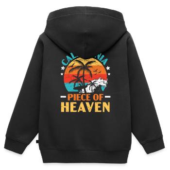 California Piece Of Heaven America Californie États-Unis - Sweat Premium à capuche zippé enfant bio - noir - Dos - AI Model Kid Male (0cm)