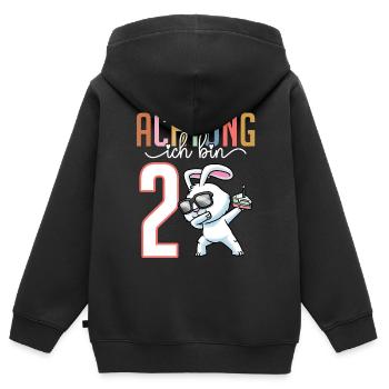 2. Geburtstag Mädchen 2 Jahre Hase - Kinder Premium Organic Zip Hoodie - Schwarz - Hinten - AI Model Kid Male (0cm)