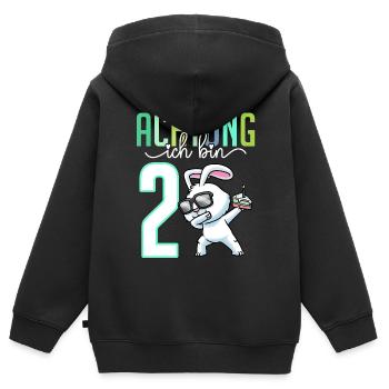 2. Geburtstag Mädchen 2 Jahre Hase - Kinder Premium Organic Zip Hoodie - Schwarz - Hinten - AI Model Kid Male (0cm)