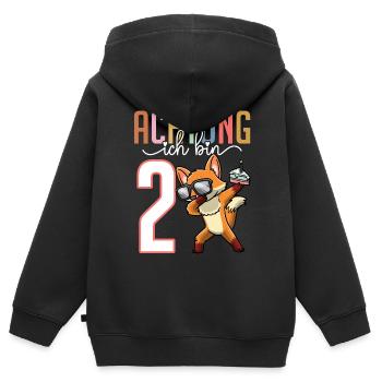 2. Geburtstag Mädchen 2 Jahre Fuchs - Kinder Premium Organic Zip Hoodie - Schwarz - Hinten - AI Model Kid Male (0cm)