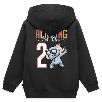 2. Geburtstag Mädchen 2 Jahre Elefant - Kinder Premium Organic Zip Hoodie - Schwarz - Hinten - AI Model Kid Male (0cm)