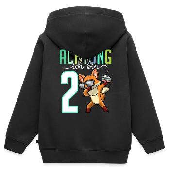 2. Geburtstag Mädchen 2 Jahre Fuchs - Kinder Premium Organic Zip Hoodie - Schwarz - Hinten - AI Model Kid Male (0cm)