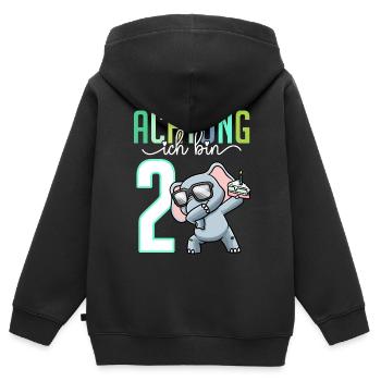 2. Geburtstag Mädchen 2 Jahre Elefant - Kinder Premium Organic Zip Hoodie - Schwarz - Hinten - AI Model Kid Male (0cm)