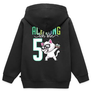 5. Geburtstag Junge Mädchen 5 Jahre Katze - Kinder Premium Organic Zip Hoodie - Schwarz - Hinten - AI Model Kid Male (0cm)