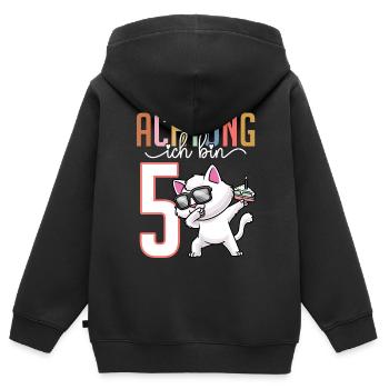 5. Geburtstag Junge Mädchen 5 Jahre Katze - Kinder Premium Organic Zip Hoodie - Schwarz - Hinten - AI Model Kid Male (0cm)