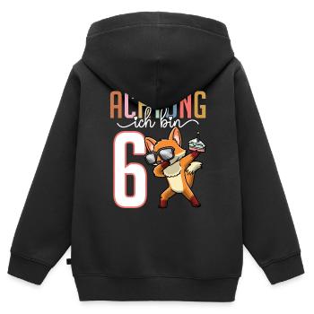 Sechster 6. Geburtstag Junge 6 Jahre Fuchs - Kinder Premium Organic Zip Hoodie - Schwarz - Hinten - AI Model Kid Male (0cm)