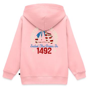 Christophe Colomb a navigué sur l’océan en 1492 - Sweat Premium à capuche zippé enfant bio - rose - Dos - AI Model Kid Female (0cm)