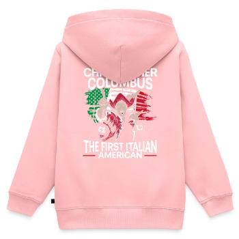 Christophe Colomb le premier Italo-Américain - Sweat Premium à capuche zippé enfant bio - rose - Dos - AI Model Kid Female (0cm)