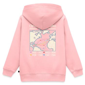 Jour de Christophe Colomb Italo-Américain - Sweat Premium à capuche zippé enfant bio - rose - Dos - AI Model Kid Female (0cm)