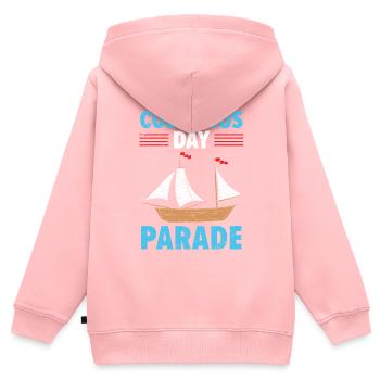Columbus Day Parade Christophe Colomb Navigateur - Sweat Premium à capuche zippé enfant bio - rose - Dos - AI Model Kid Female (0cm)