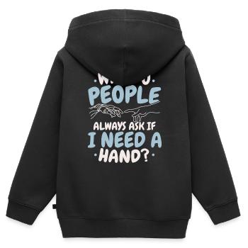 Pourquoi les gens me demandent-ils toujours si j’ai un handampu - Sweat Premium à capuche zippé enfant bio - noir - Dos - AI Model Kid Male (0cm)