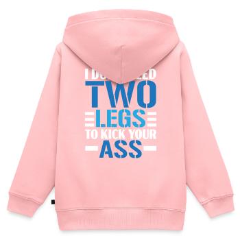 Ich brauche keine zwei Beine, um dir in den Arsch - Kinder Premium Organic Zip Hoodie - Rosa - Hinten - AI Model Kid Female (0cm)