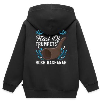 Das Fest der Posaunen Rosch Haschana Juden Juden - Kinder Premium Organic Zip Hoodie - Schwarz - Hinten - AI Model Kid Male (0cm)