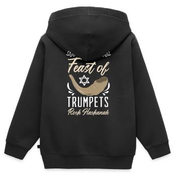 Das Fest der Posaunen Rosch Haschana Juden Juden - Kinder Premium Organic Zip Hoodie - Schwarz - Hinten - AI Model Kid Male (0cm)