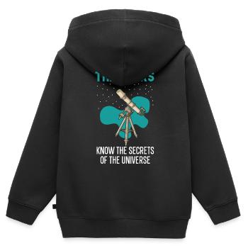 Die Sterne kennen die Geheimnisse des Universums - Kinder Premium Organic Zip Hoodie - Schwarz - Hinten - AI Model Kid Male (0cm)