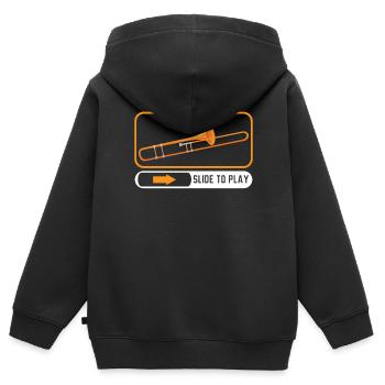 Slide To Play Musikinstrument Musiker Posaune - Kinder Premium Organic Zip Hoodie - Schwarz - Hinten - AI Model Kid Male (0cm)