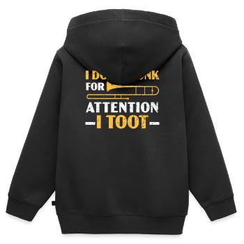 Je ne klaxonne pas pour attirer l’attention I Toot Trombone Player - Sweat Premium à capuche zippé enfant bio - noir - Dos - AI Model Kid Male (0cm)