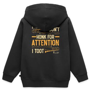Je ne klaxonne pas pour attirer l’attention I Toot Trombone Player - Sweat Premium à capuche zippé enfant bio - noir - Dos - AI Model Kid Male (0cm)