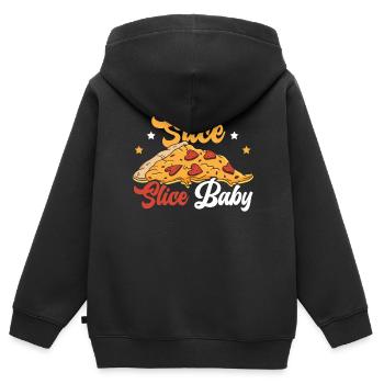 Slice Slice Baby Feinschmecker Pizzaiolo Pizza Liebhaber - Kinder Premium Organic Zip Hoodie - Schwarz - Hinten - AI Model Kid Male (0cm)