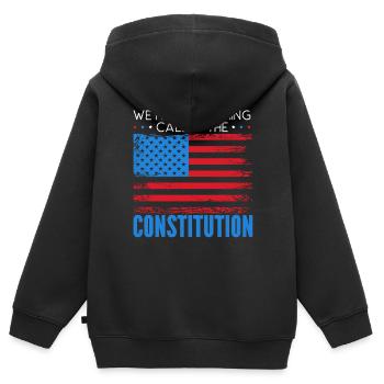 Nous avons ce qu’on appelle le Jour de la Constitution - Sweat Premium à capuche zippé enfant bio - noir - Dos - AI Model Kid Male (0cm)
