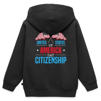 United States Of America Day Staatsbürgerschaft USA Flagge - Kinder Premium Organic Zip Hoodie - Schwarz - Hinten - AI Model Kid Male (0cm)