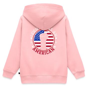 Je m’identifie comme une journée de la Constitution américaine des États-Unis - Sweat Premium à capuche zippé enfant bio - rose - Dos - AI Model Kid Female (0cm)