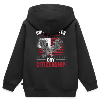 United States Of America Day Staatsbürgerschaft USA Flagge - Kinder Premium Organic Zip Hoodie - Schwarz - Hinten - AI Model Kid Male (0cm)