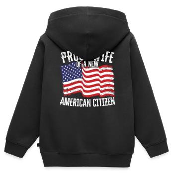 Stolz auf eine neue amerikanische Bürgerverfassung - Kinder Premium Organic Zip Hoodie - Schwarz - Hinten - AI Model Kid Male (0cm)