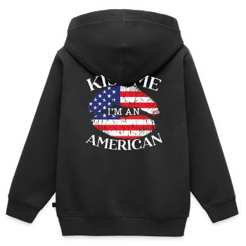 Kiss Me I'm An American USA Constitution Day - Kinder Premium Organic Zip Hoodie - Schwarz - Hinten - AI Model Kid Male (0cm)