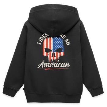 Ich identifiziere mich als ein amerikanischer USA-Verfassungstag - Kinder Premium Organic Zip Hoodie - Schwarz - Hinten - AI Model Kid Male (0cm)