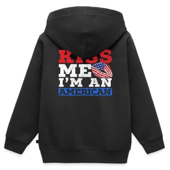 Kiss Me I'm An American USA Constitution Day - Kinder Premium Organic Zip Hoodie - Schwarz - Hinten - AI Model Kid Male (0cm)