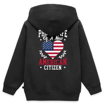 Stolz auf eine neue amerikanische Bürgerverfassung - Kinder Premium Organic Zip Hoodie - Schwarz - Hinten - AI Model Kid Male (0cm)