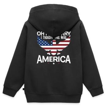 Es tut mir leid, dass ich dachte, dies wäre der Amerika-Bürgertag - Kinder Premium Organic Zip Hoodie - Schwarz - Hinten - AI Model Kid Male (0cm)