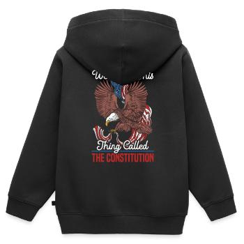 Nous avons ce qu’on appelle le Jour de la Constitution - Sweat Premium à capuche zippé enfant bio - noir - Dos - AI Model Kid Male (0cm)