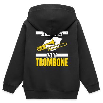 Kiss My Trombone Spieler Musiker Posaunist - Kinder Premium Organic Zip Hoodie - Schwarz - Hinten - AI Model Kid Male (0cm)