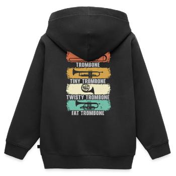 Musicien tromboniste d’instruments de musique - Sweat Premium à capuche zippé enfant bio - noir - Dos - AI Model Kid Male (0cm)