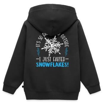 Il fait tellement froid dehors que je viens de faire des flocons de neige - Sweat Premium à capuche zippé enfant bio - noir - Dos - AI Model Kid Male (0cm)
