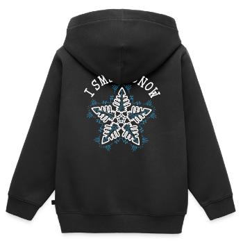 La neige doit aller sur la saison hivernale froide et enneigée - Sweat Premium à capuche zippé enfant bio - noir - Dos - AI Model Kid Male (0cm)