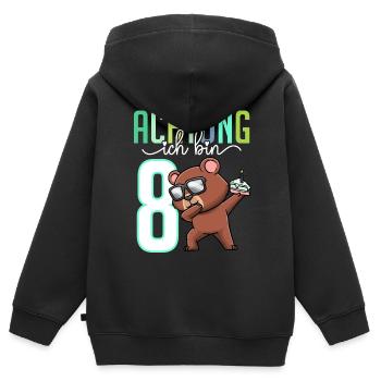 Zum 8. Geburtstag 8 Jahre Bär Junge Mädchen - Kinder Premium Organic Zip Hoodie - Schwarz - Hinten - AI Model Kid Male (0cm)