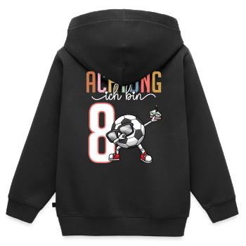 Zum 8. Geburtstag 8 Jahre Fussball Junge Mädchen - Kinder Premium Organic Zip Hoodie - Schwarz - Hinten - AI Model Kid Male (0cm)