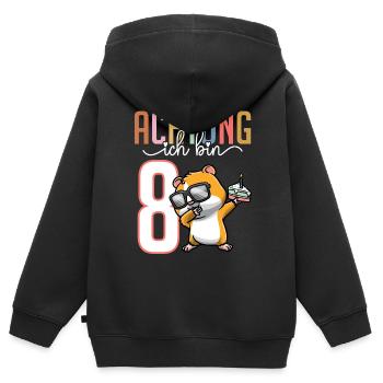 Zum 8. Geburtstag 8 Jahre Hamster Junge Mädchen - Kinder Premium Organic Zip Hoodie - Schwarz - Hinten - AI Model Kid Male (0cm)