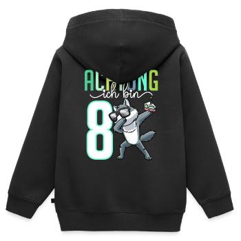 Zum 8. Geburtstag 8 Jahre Wolf Junge Mädchen - Kinder Premium Organic Zip Hoodie - Schwarz - Hinten - AI Model Kid Male (0cm)