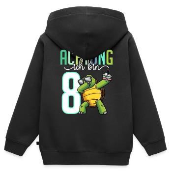 Zum 8. Geburtstag 8 Jahre Schildkröte Junge - Kinder Premium Organic Zip Hoodie - Schwarz - Hinten - AI Model Kid Male (0cm)