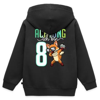 Zum 8. Geburtstag 8 Jahre Fuchs Junge Mädchen - Kinder Premium Organic Zip Hoodie - Schwarz - Hinten - AI Model Kid Male (0cm)